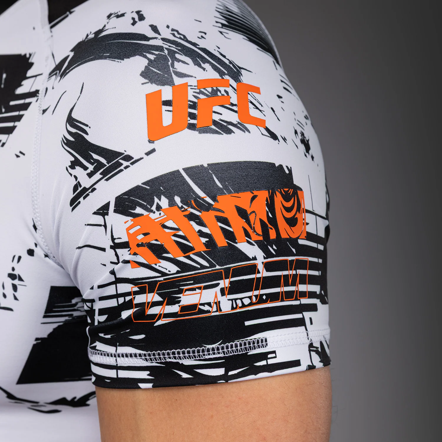 Men's UFC Zenith by Venum White Authentic Fight Week Performance Short Sleeve Rashguard - Image 6