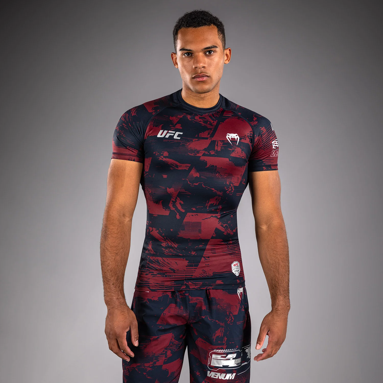 Men's UFC Zenith by Venum Burgundy Authentic Fight Week Performance Short Sleeve Rashguard