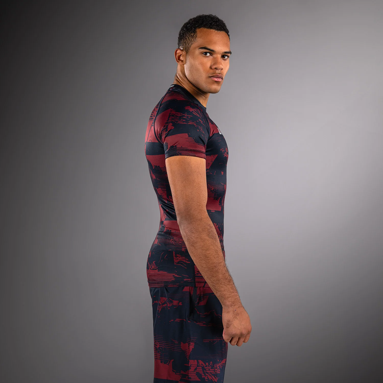 Men's UFC Zenith by Venum Burgundy Authentic Fight Week Performance Short Sleeve Rashguard - Image 4