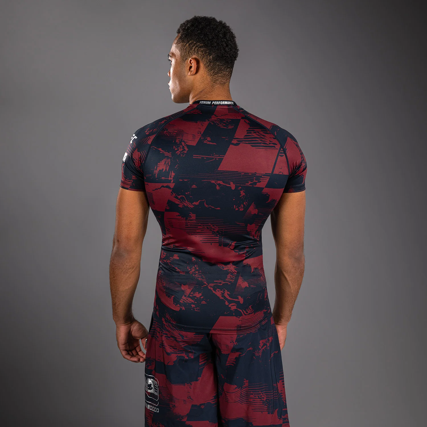 Men's UFC Zenith by Venum Burgundy Authentic Fight Week Performance Short Sleeve Rashguard - Image 5