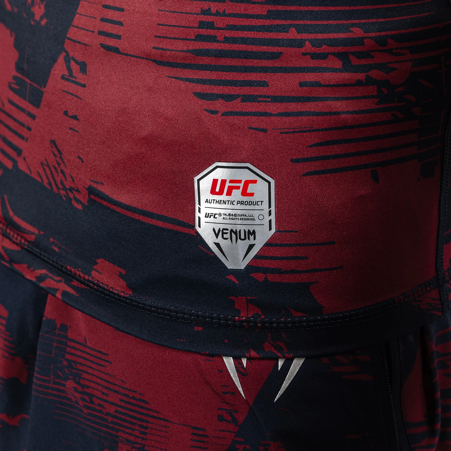 Men's UFC Zenith by Venum Burgundy Authentic Fight Week Performance Short Sleeve Rashguard - Image 8