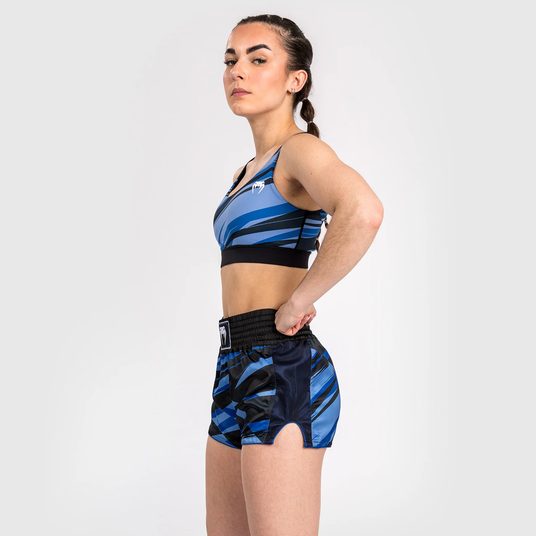 Venum Abyss Women’s Muay Thai Shorts - Shadow Blue - Image 3