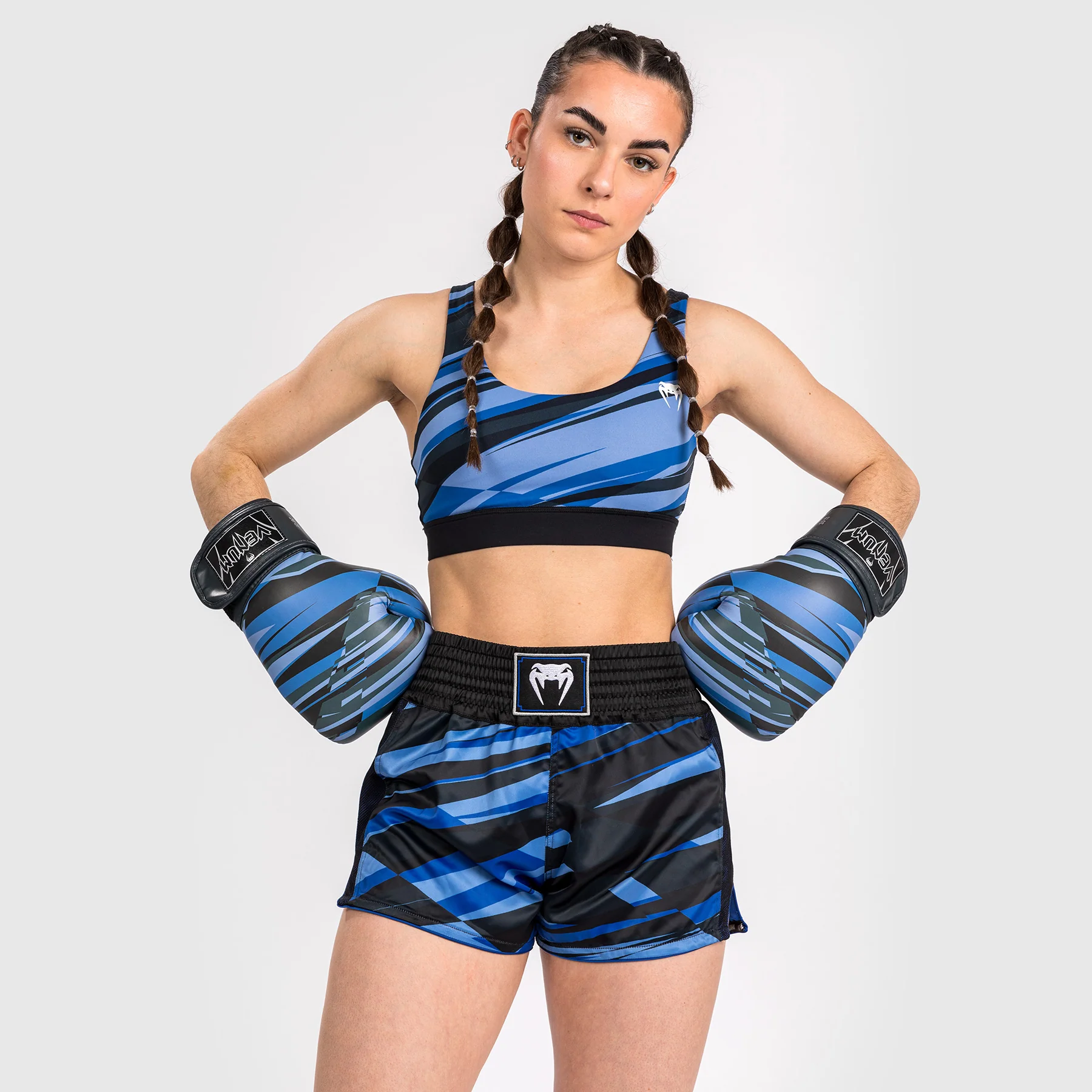 Venum Abyss Women’s Muay Thai Shorts - Shadow Blue - Image 6