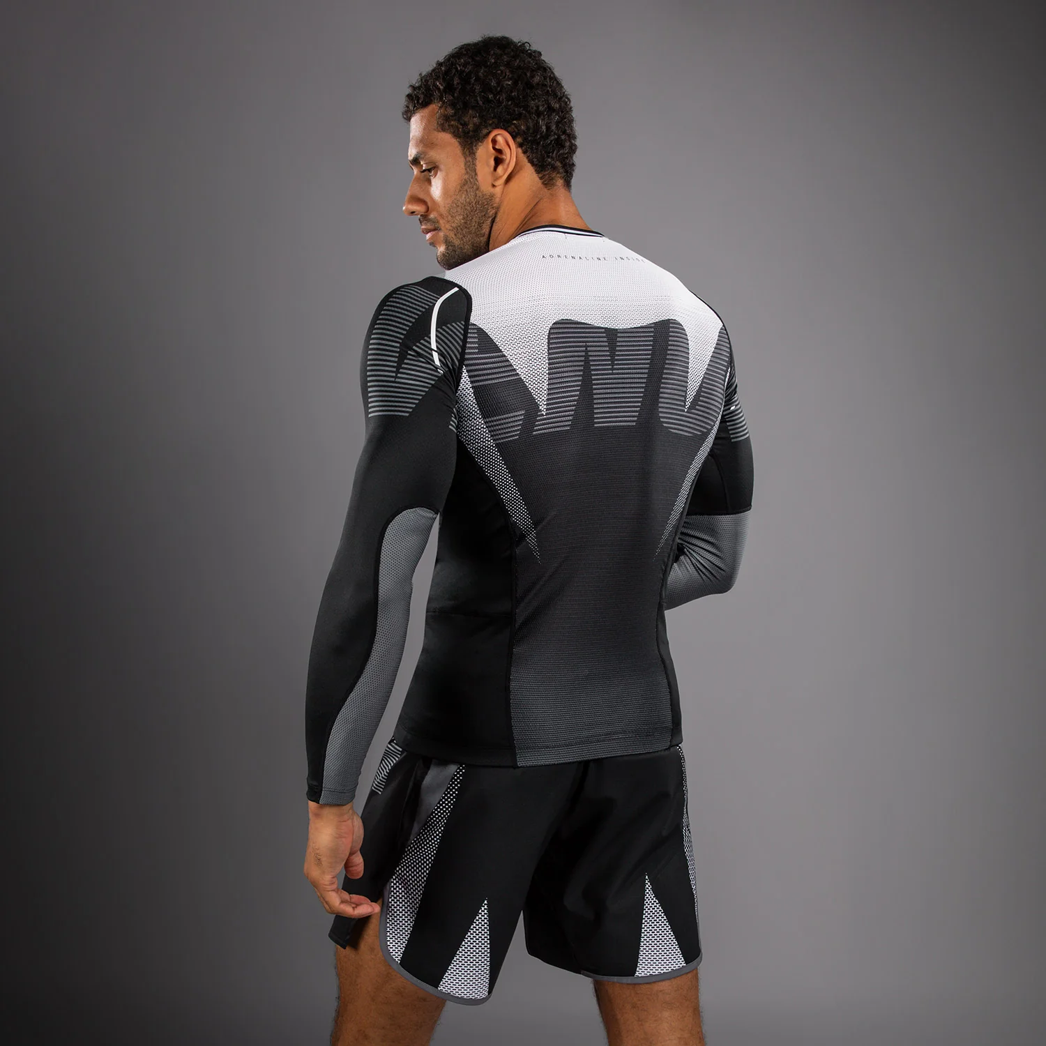 Venum Adrenaline Long Sleeve Rashguard - Black/Silver Grey - Image 2