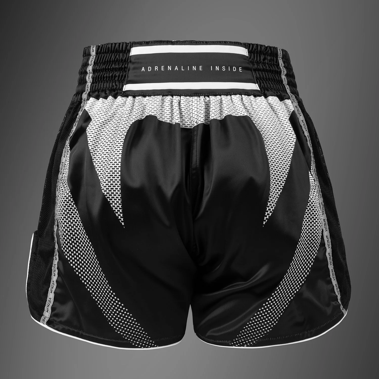 Venum Adrenaline Muay Thai Shorts - Black/Silver Grey - Image 4
