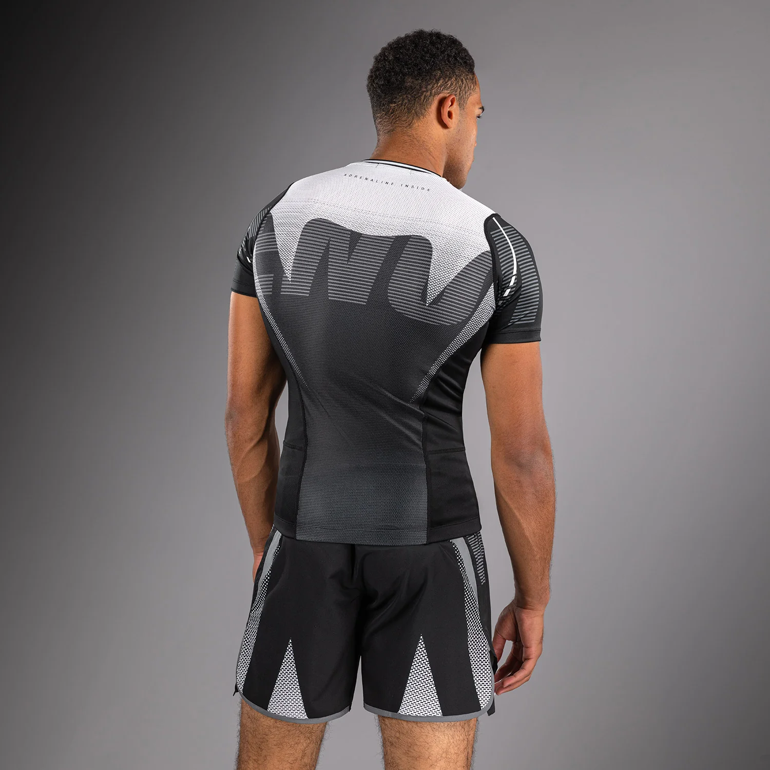 Venum Adrenaline Short Sleeve Rashguard - Black/Silver Grey - Image 3