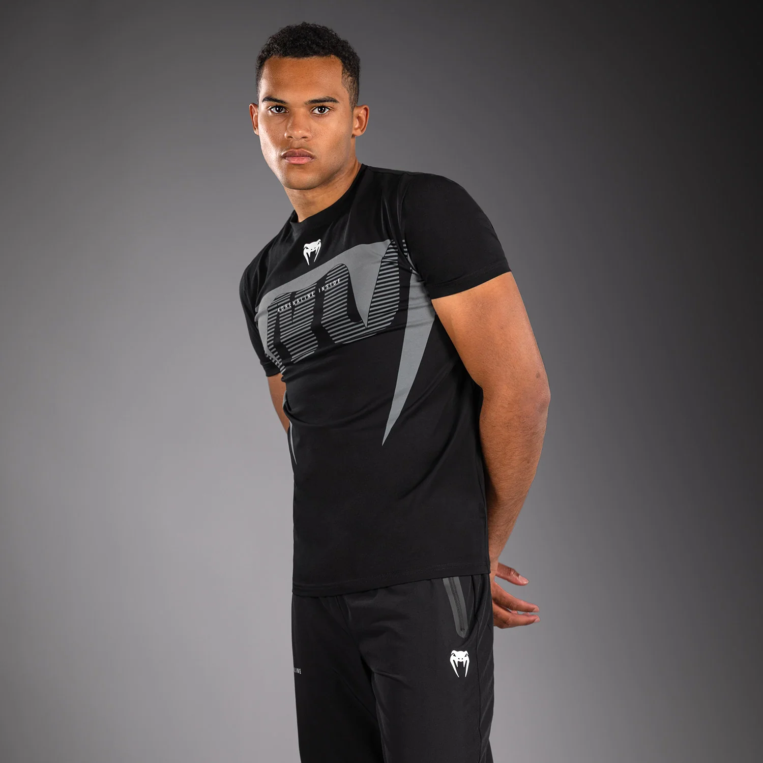 Venum Adrenaline T-Shirt - Black/Silver Grey - Image 2