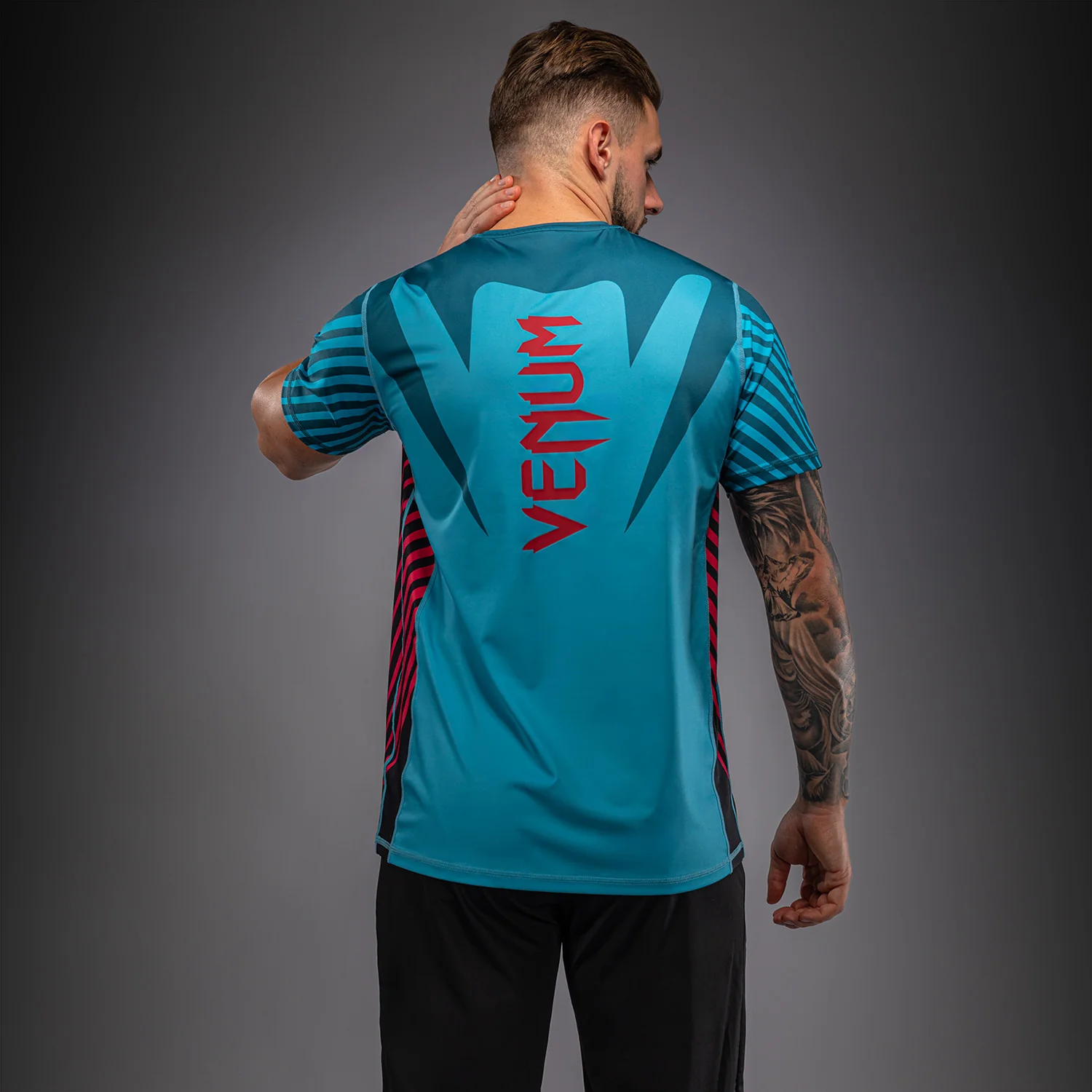 Venum Attack 90 Dry-Tech T-Shirt - Turquoise/Red - Image 3