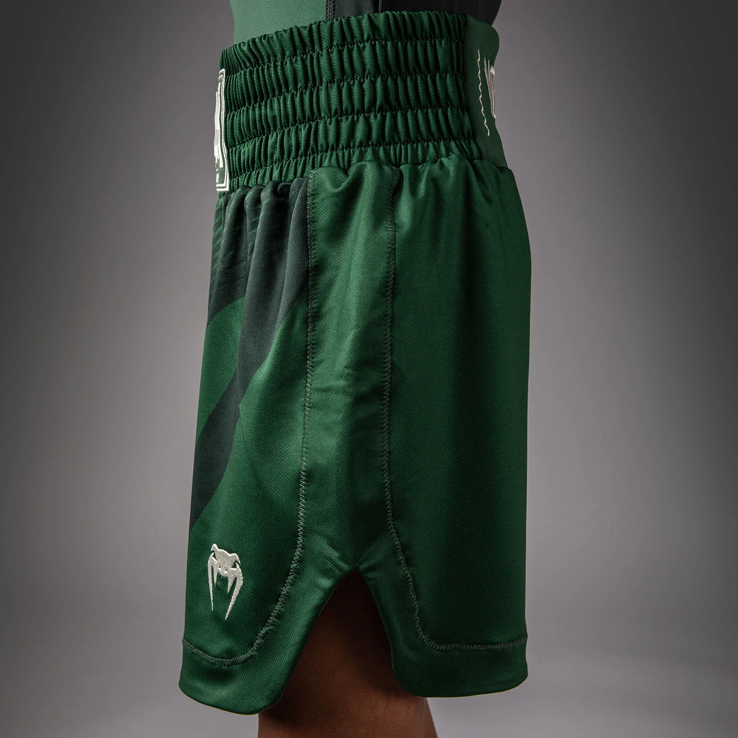 Venum Attack Kids Boxing Shorts - Forest Green/ Off White - Image 5