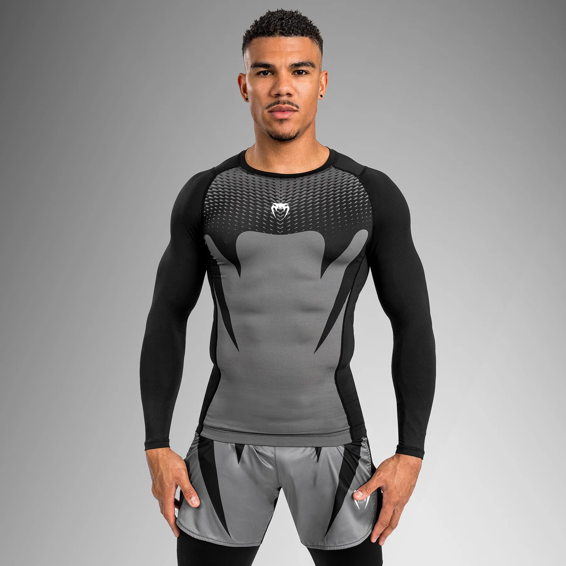 Venum Attack Men's Long Sleeve Rashguard - Black/Grey