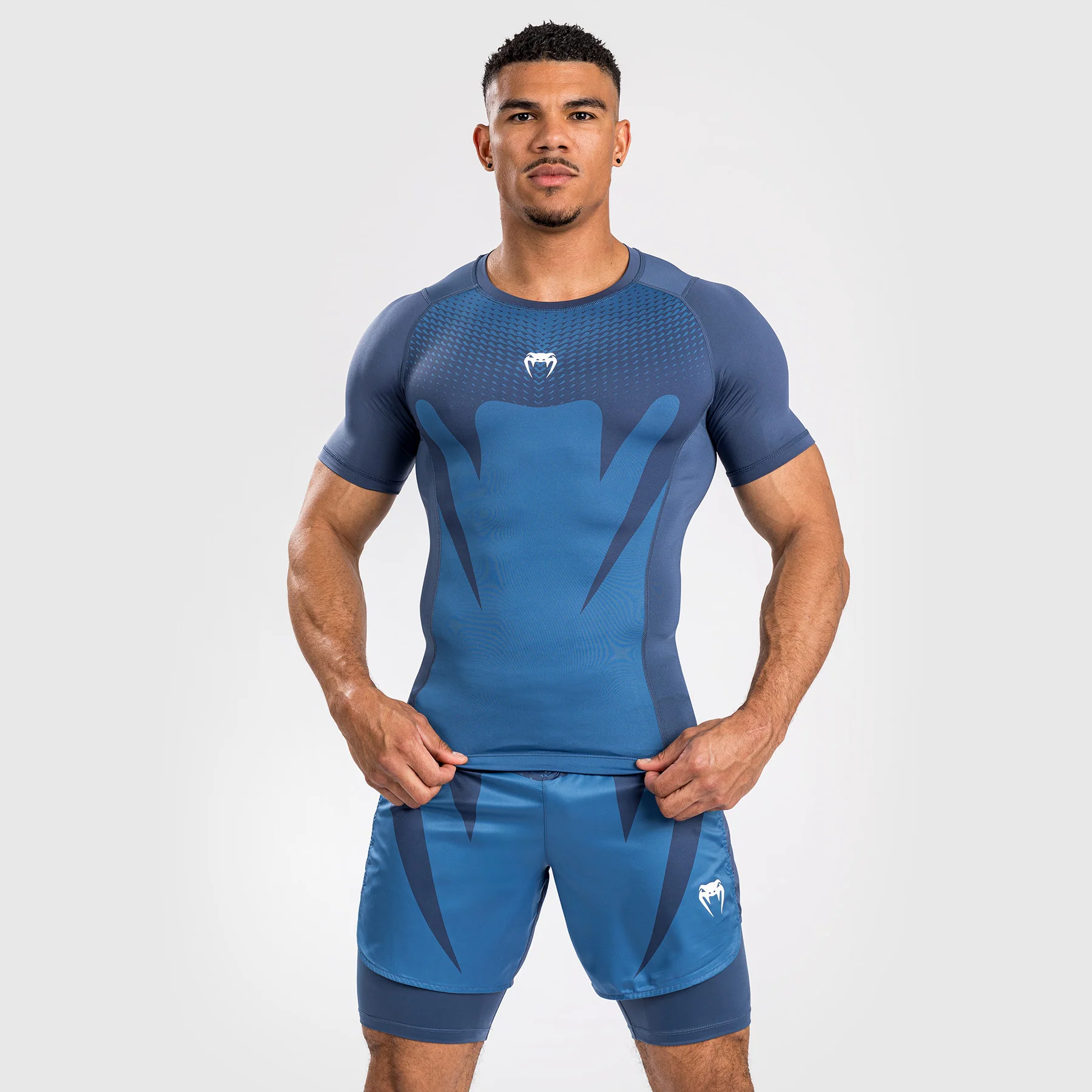 Venum Attack Men's Short Sleeve Rashguard - Navy Blue - Image 4