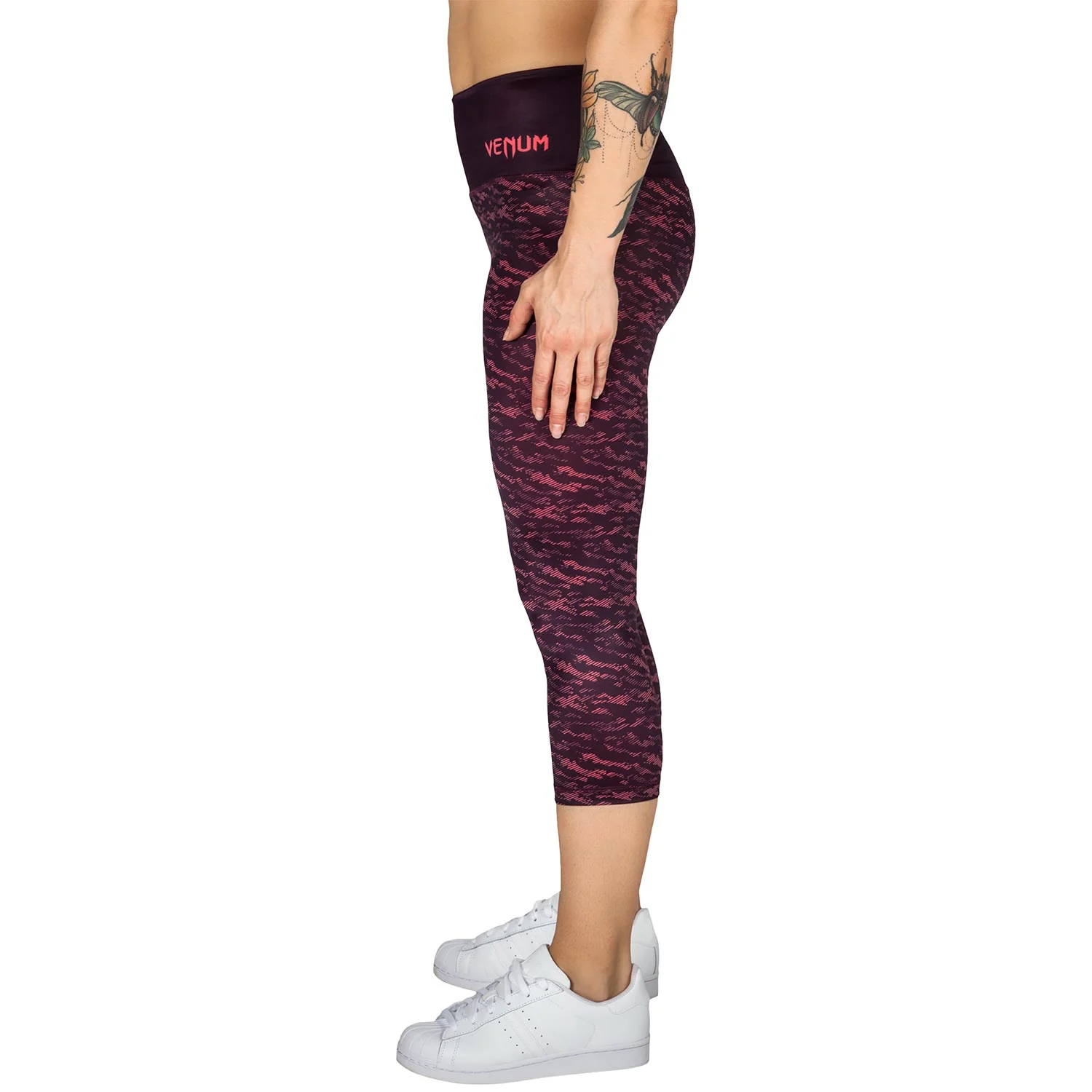 Venum Camoline Cropped Leggings - Black/Coral - Image 3