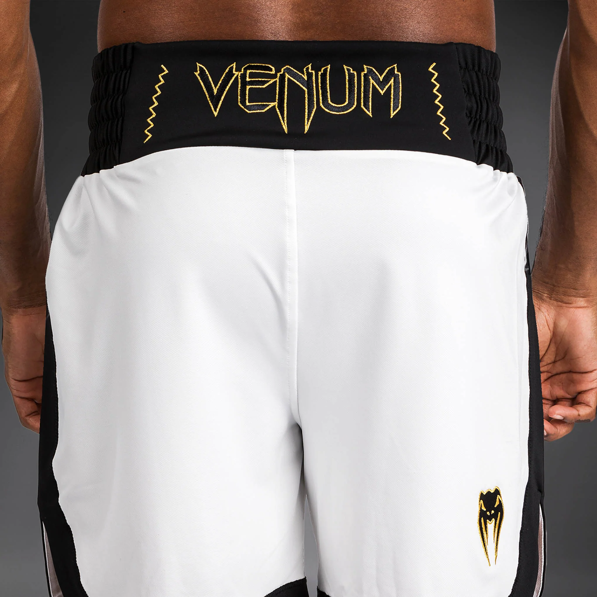Venum Classic Boxing Shorts - White/Black - Image 6