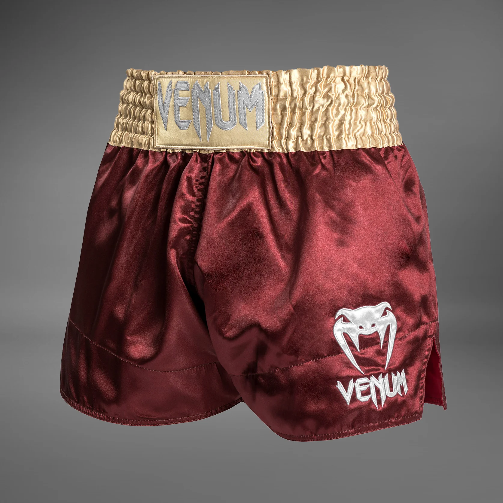 Venum Classic Muay Thaï Short - Burgundy/Gold/White - Image 3