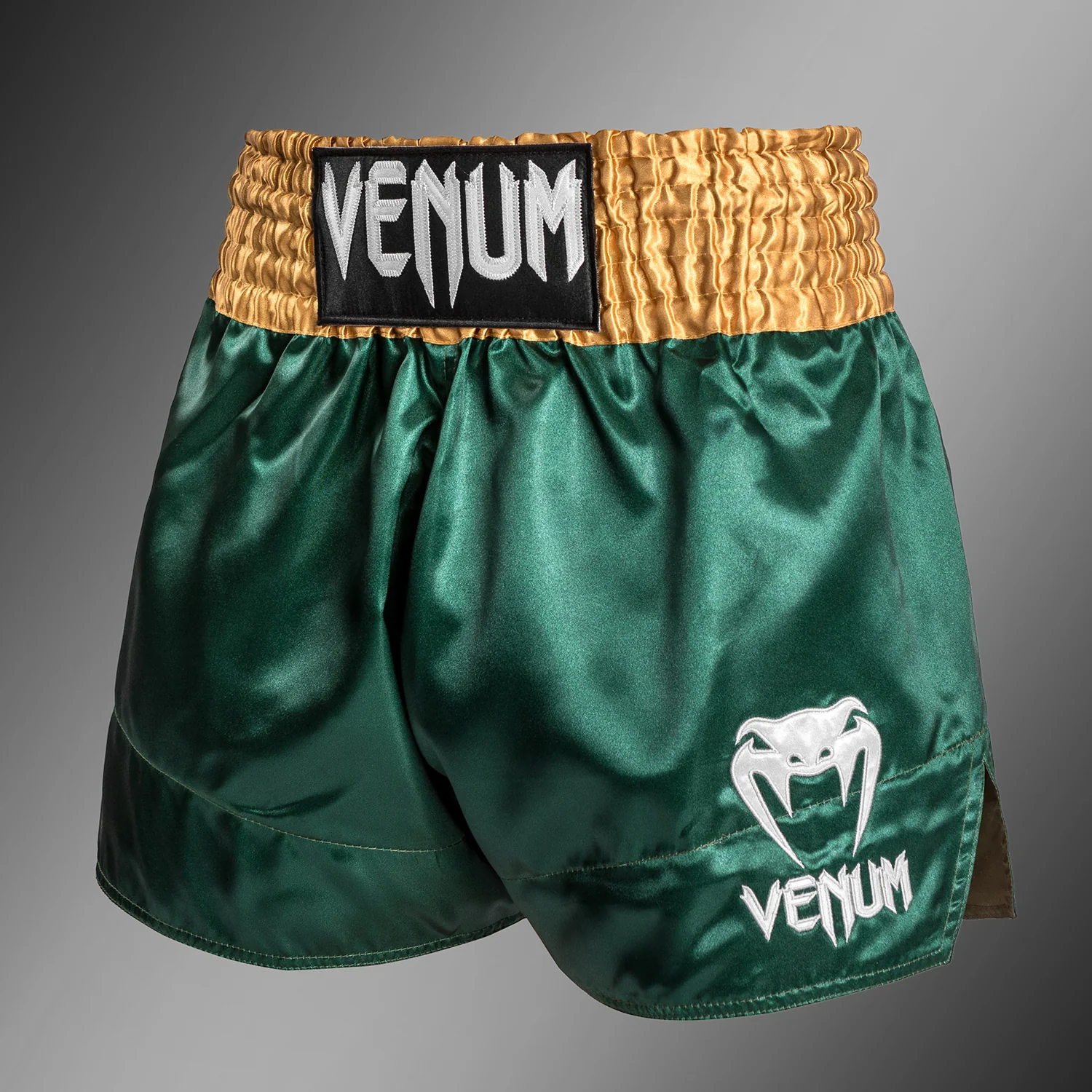 Venum Classic Muay Thaï Short - Green/Gold/White - Image 2