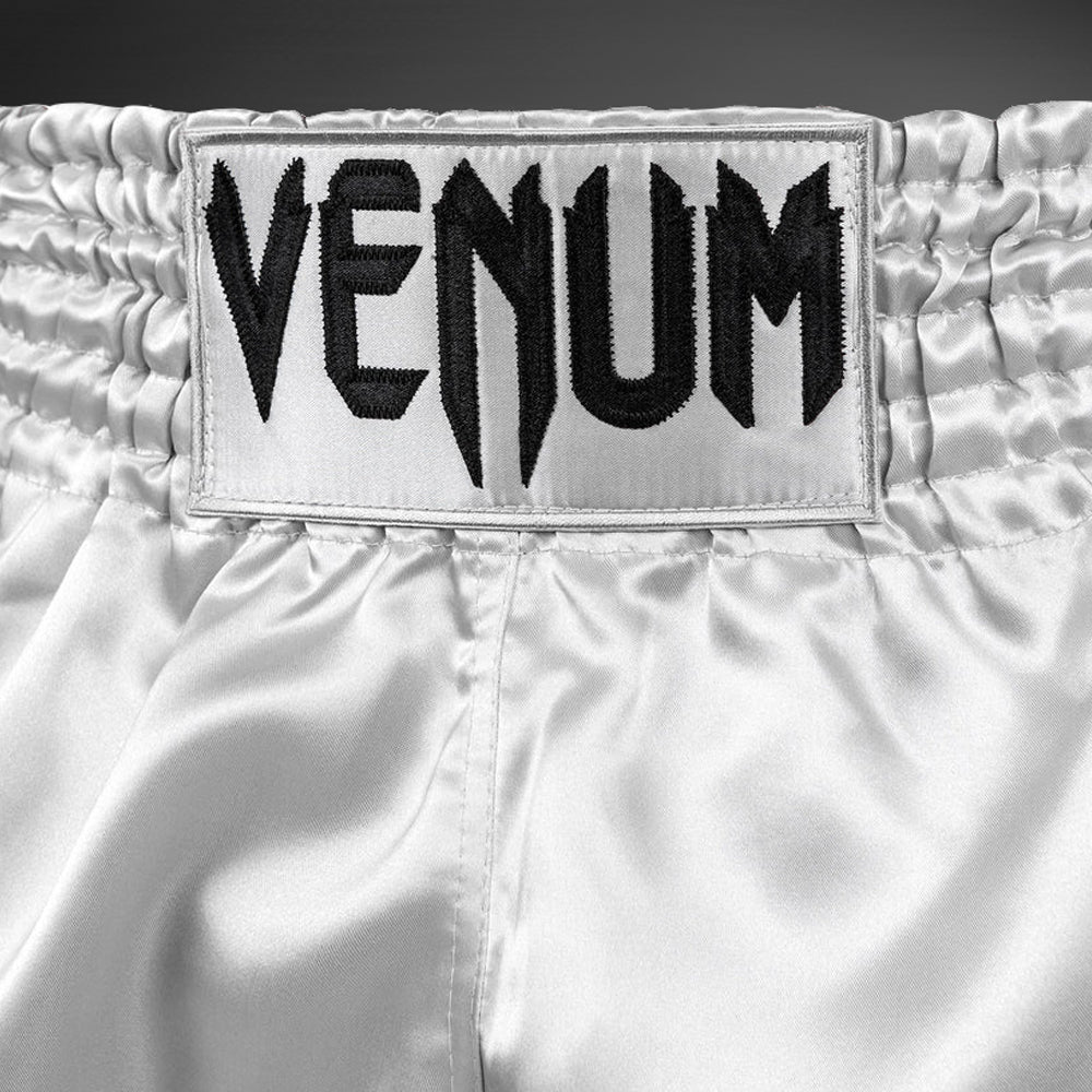 Venum Classic Muay Thai Shorts - Silver/Black - Image 4