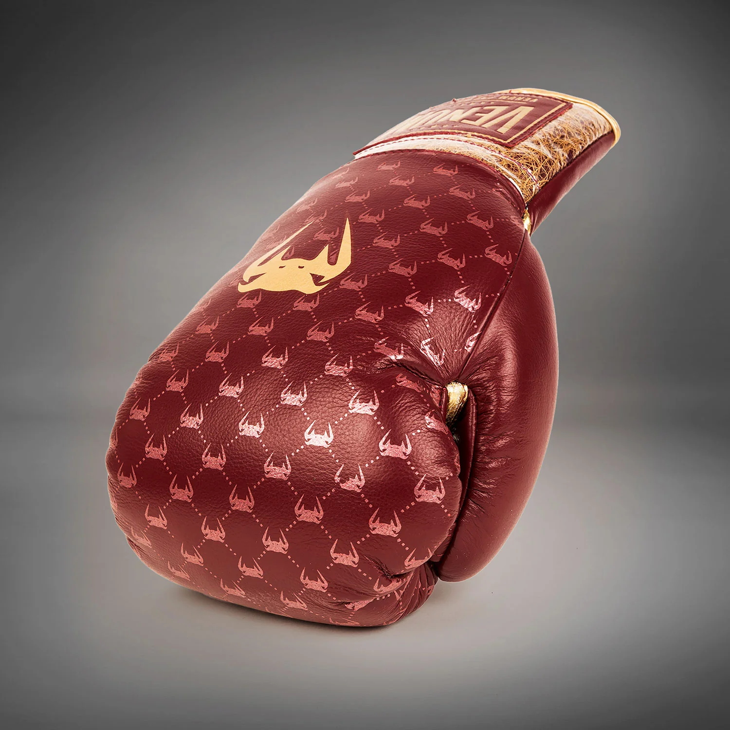 Venum Coco Monogram Pro Lace Up Boxing Gloves - Garnet Red - Image 3