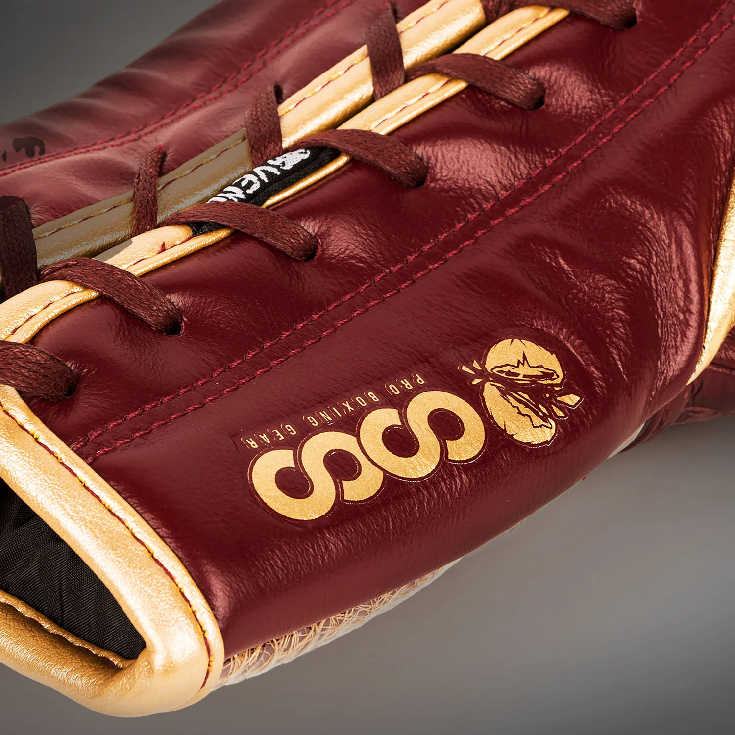 Venum Coco Monogram Pro Lace Up Boxing Gloves - Garnet Red - Image 5