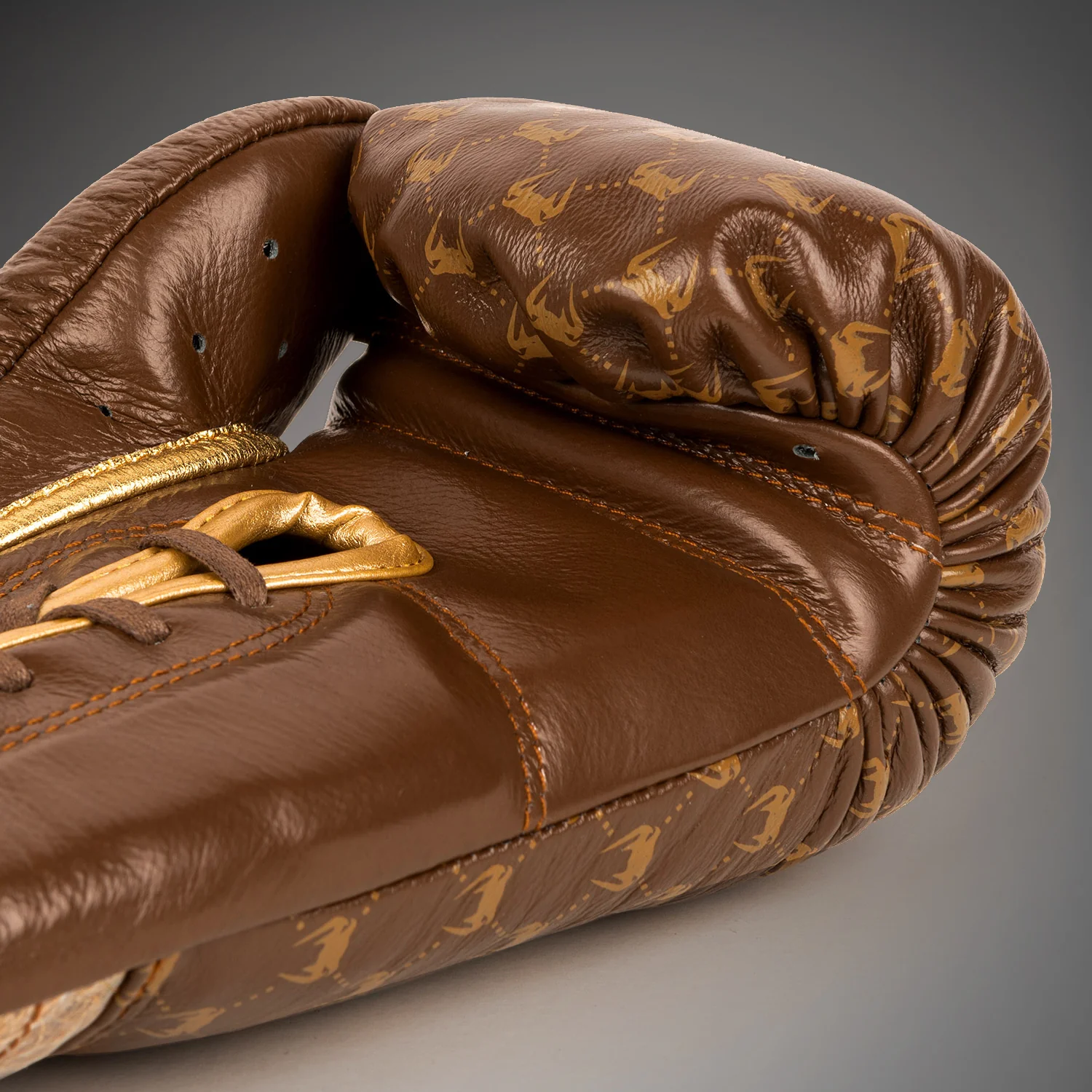Venum Coco Monogram Pro Lace Up Boxing Gloves - Grizzly Brown - Image 6