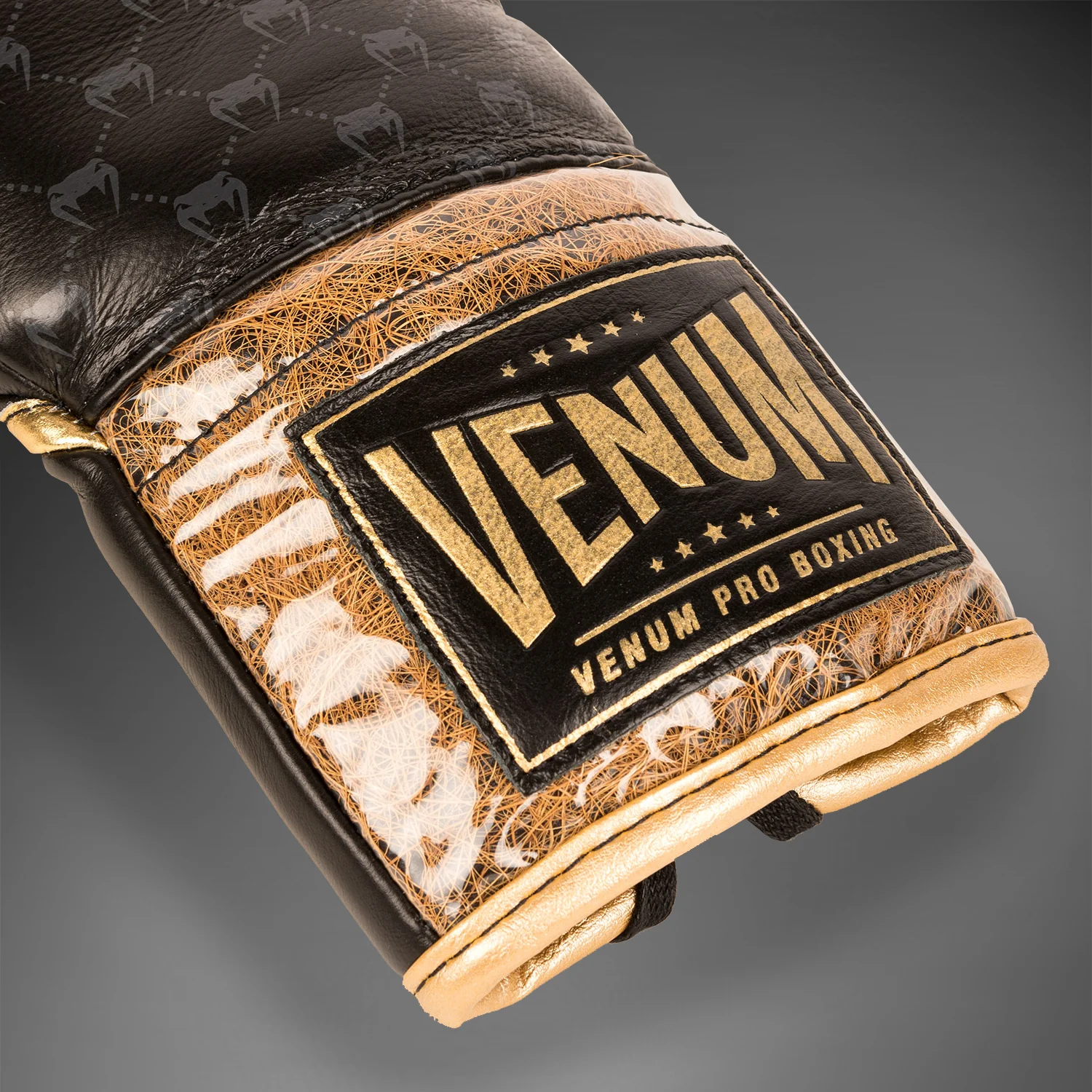 Venum Coco Monogram Pro Lace Up Boxing Gloves - Intense Black - Image 4