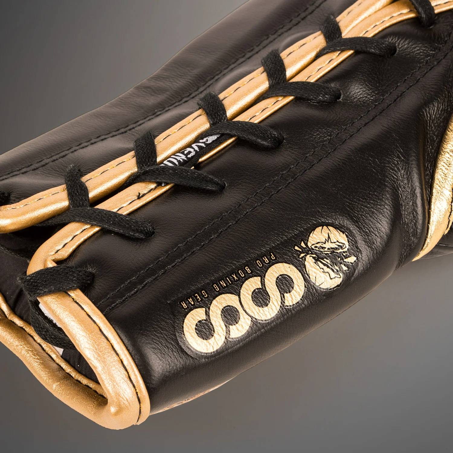 Venum Coco Monogram Pro Lace Up Boxing Gloves - Intense Black - Image 6