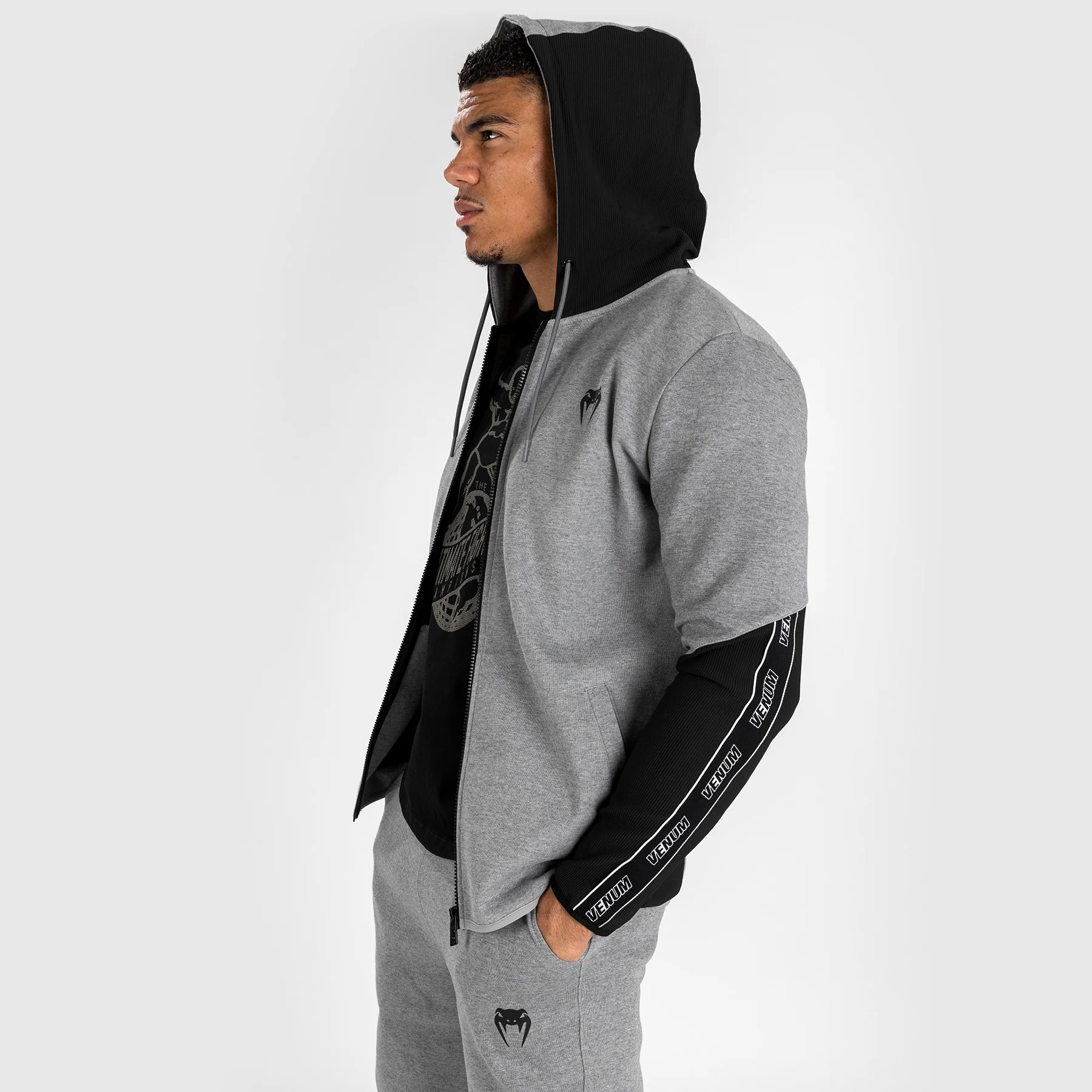 Venum Contender 4.0 Men’s Hoodie - Heather Grey/Black - Image 3