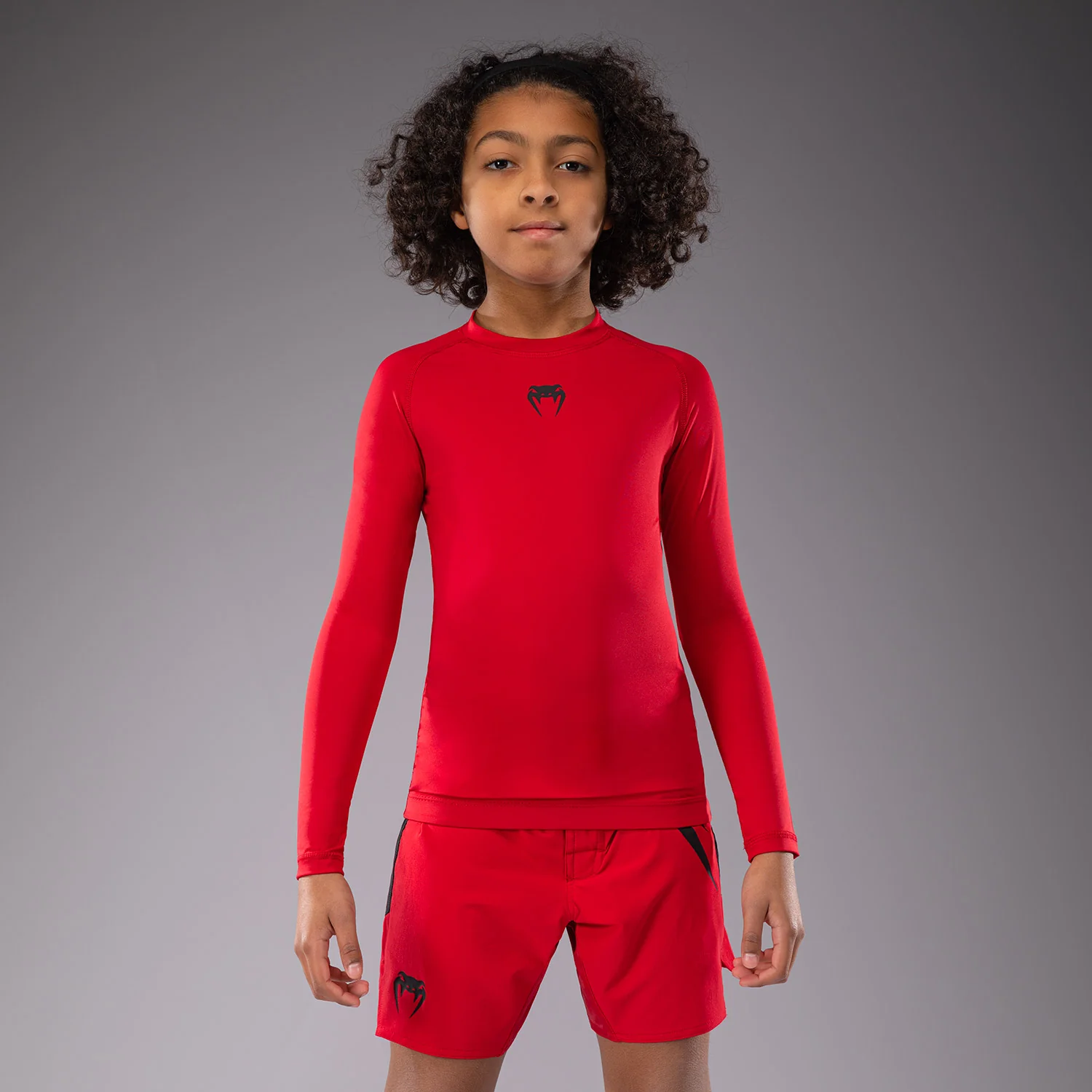 Venum Contender Kids Rashguards Long Sleeves - Cherry Red