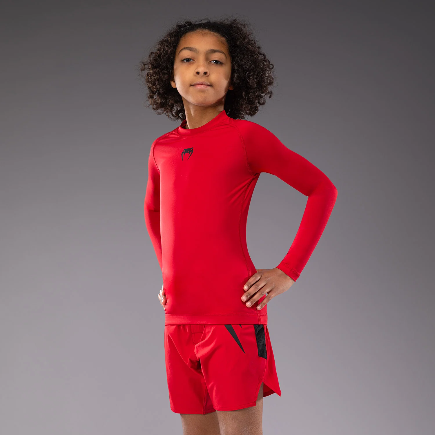 Venum Contender Kids Rashguards Long Sleeves - Cherry Red - Image 2