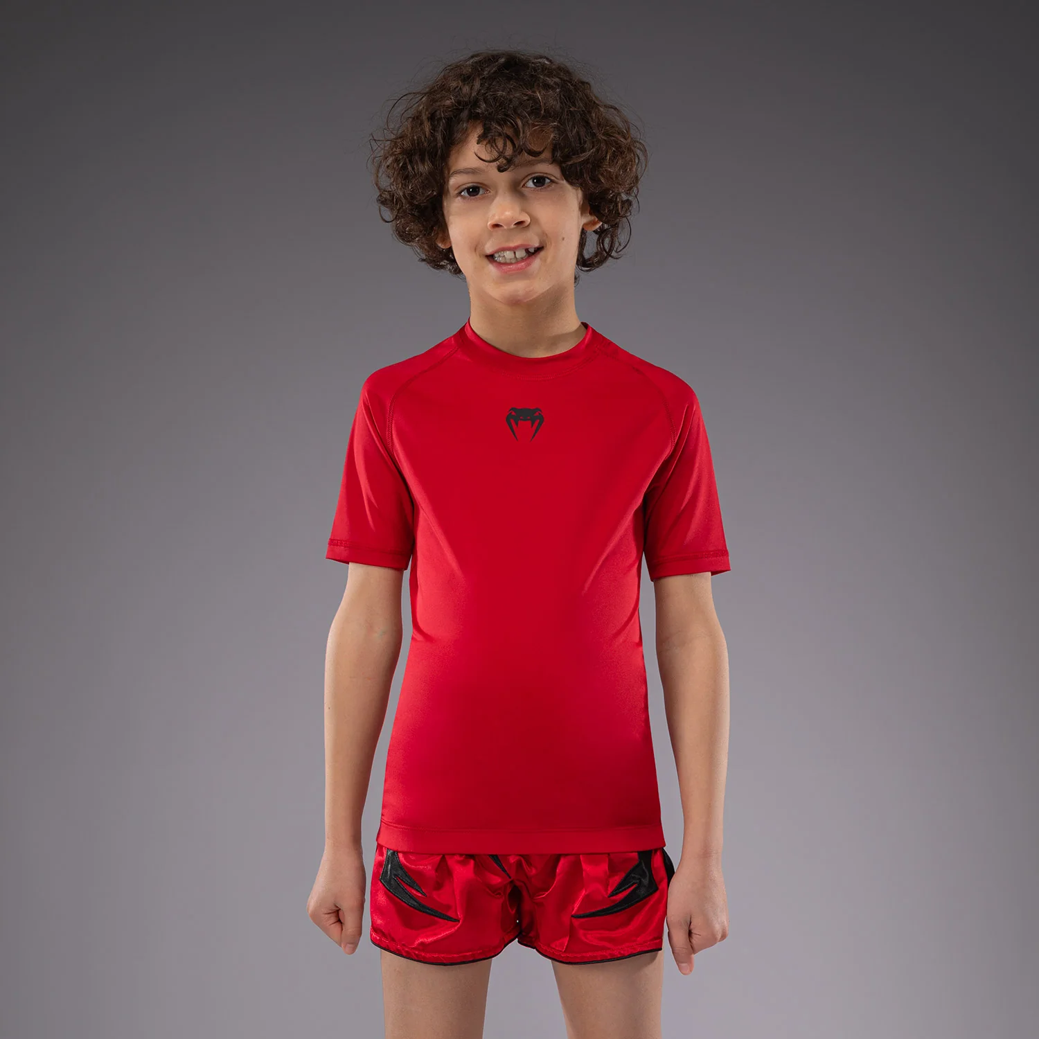 Venum Contender Kids Rashguards Short Sleeves - Cherry Red