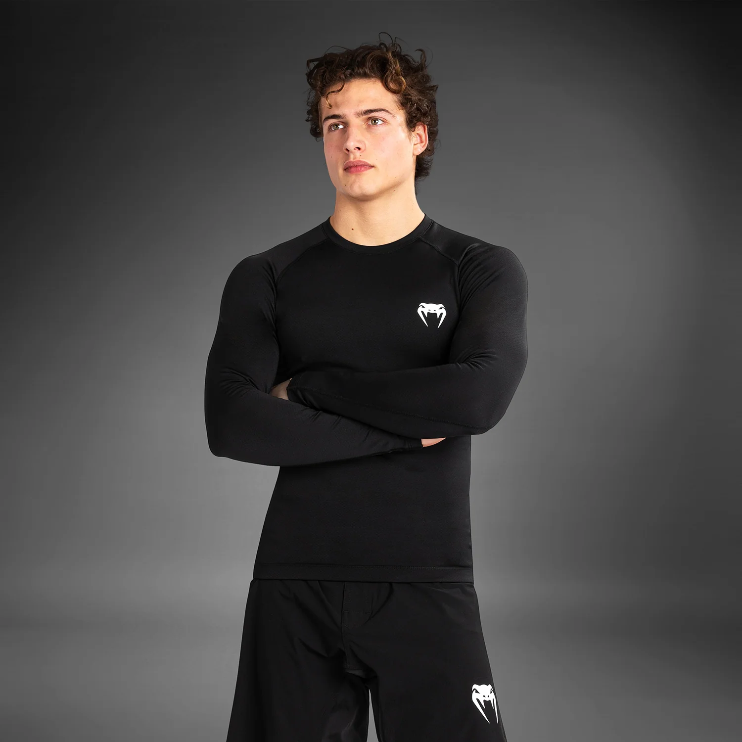 Venum Contender Men’s Long Sleeve Rashguard - Black/White - Image 4