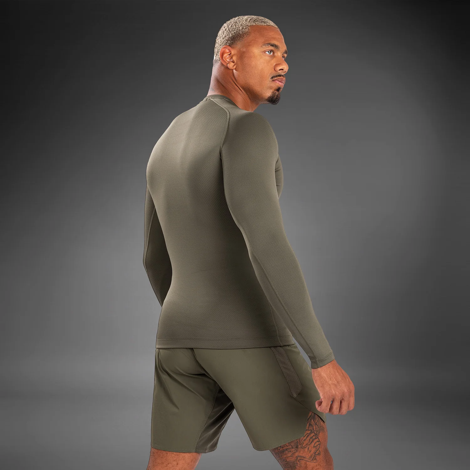Venum Contender Men’s Long Sleeve Rashguard - Khaki - Image 3