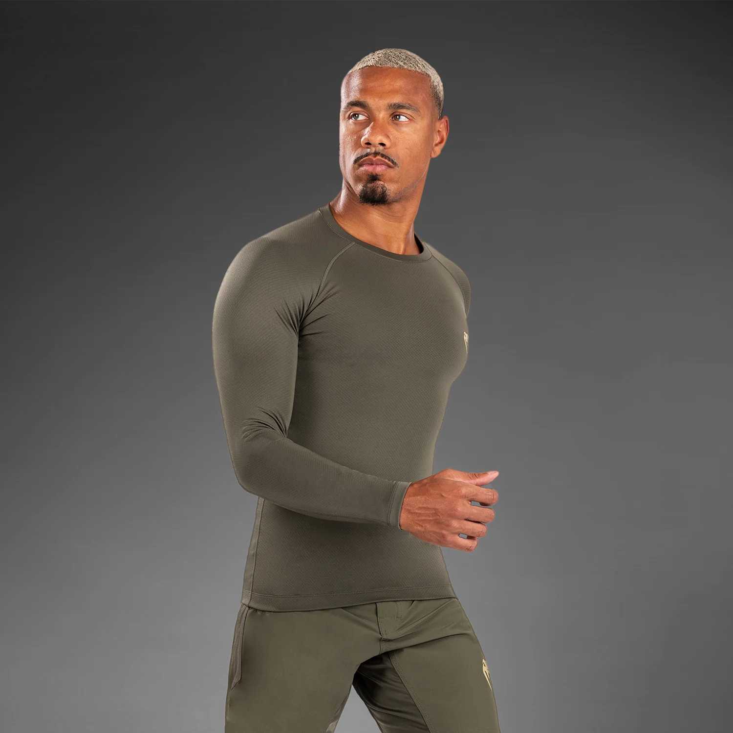 Venum Contender Men’s Long Sleeve Rashguard - Khaki - Image 4
