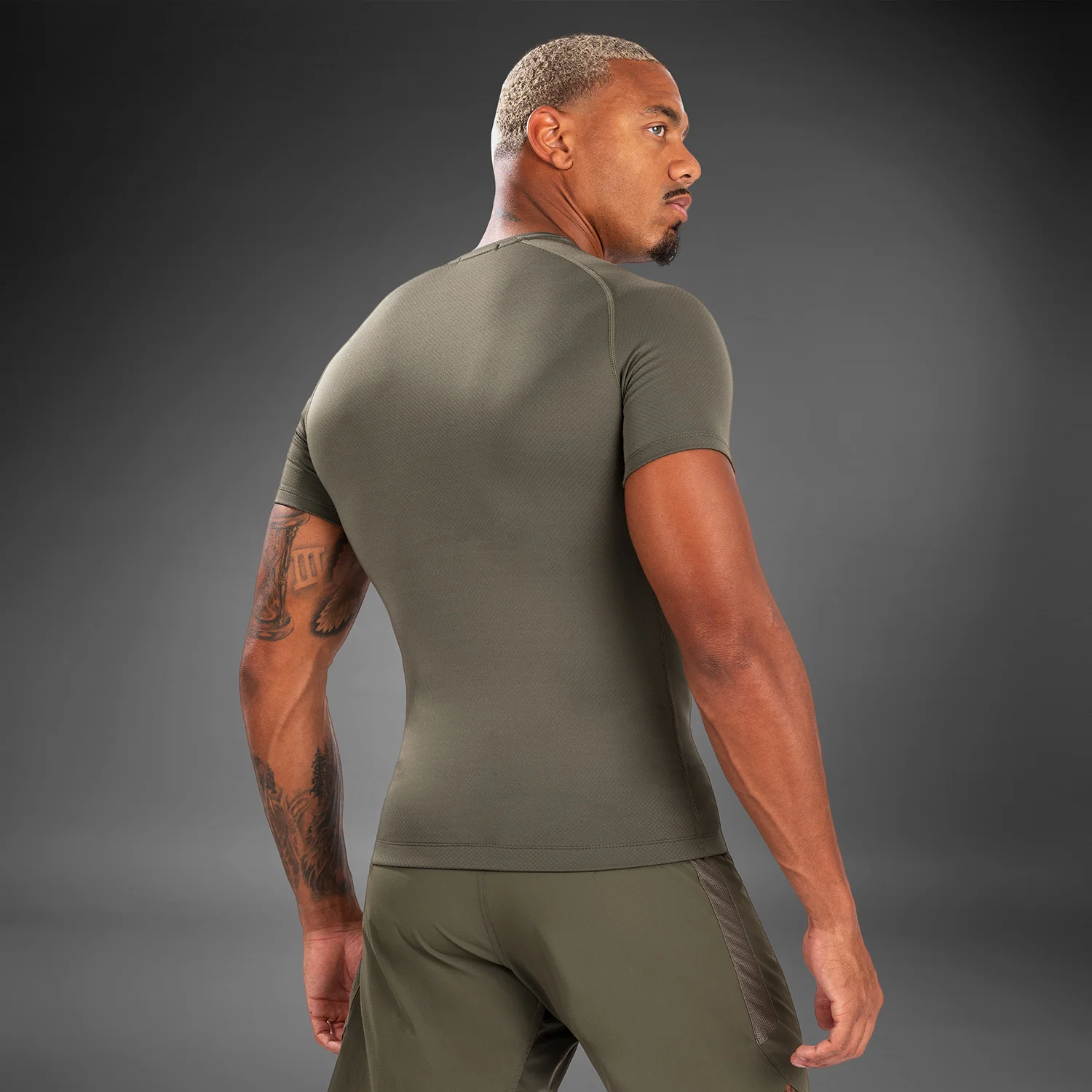 Venum Contender Men’s Short Sleeve Rashguard - Khaki - Image 4