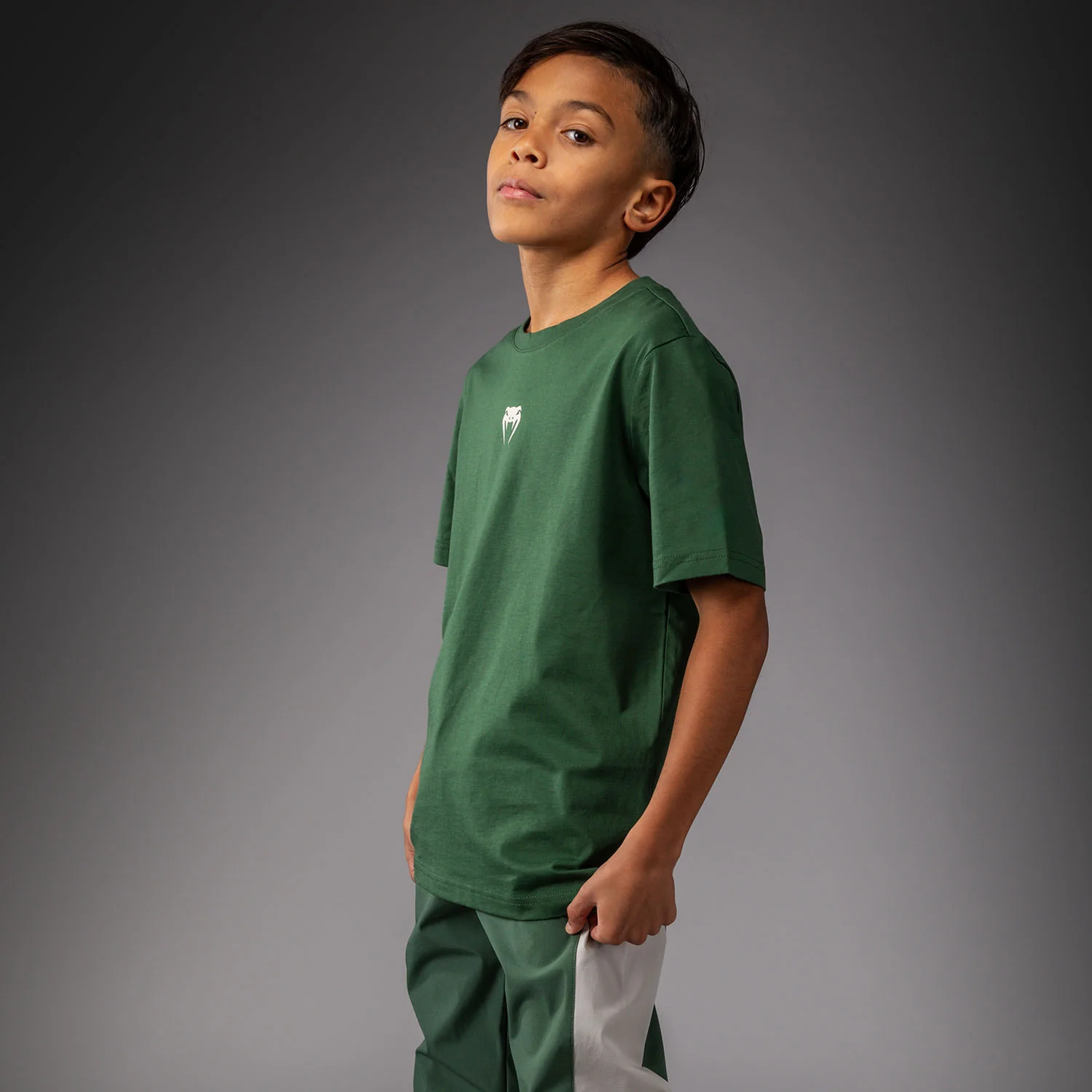 Venum Contender T-Shirt for Kids – Forest Green/ Off White - Image 2