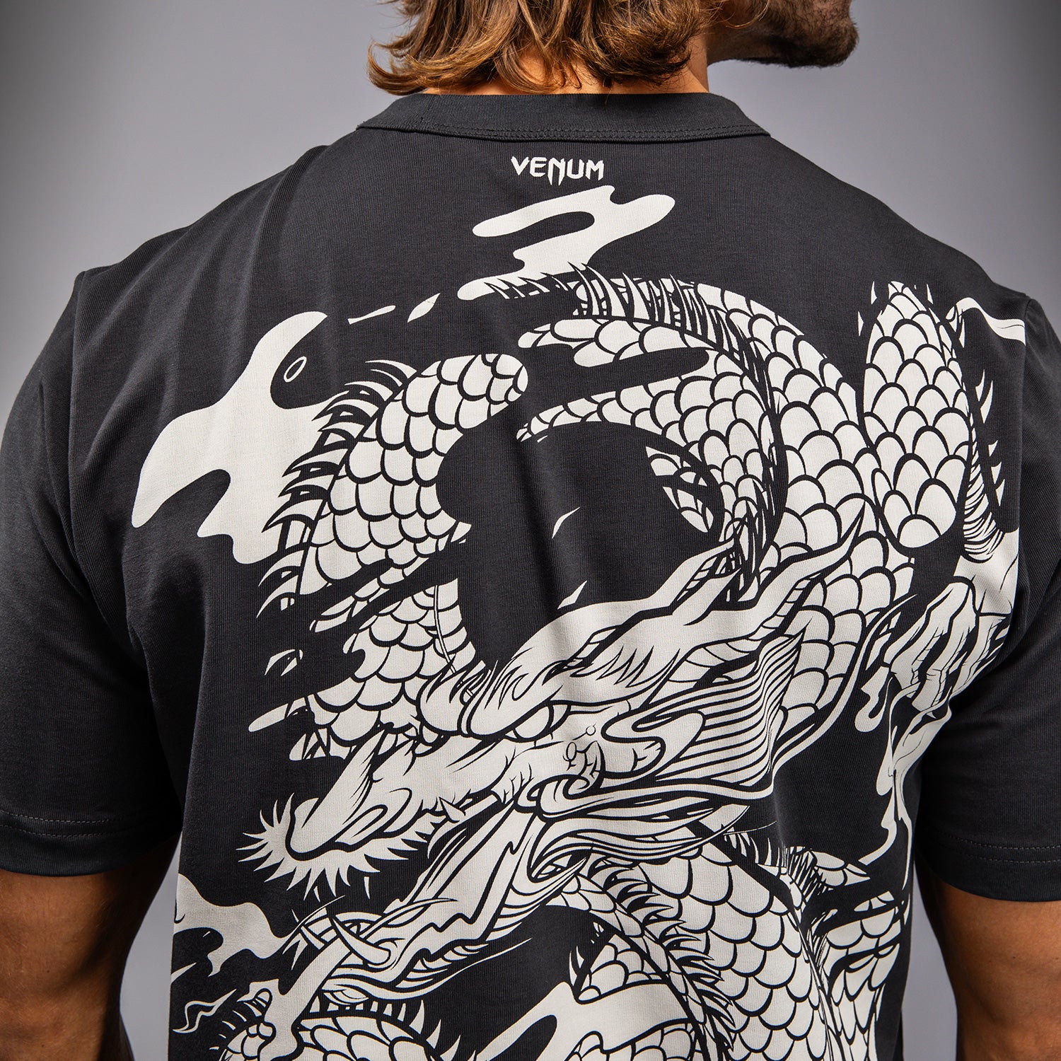 Venum Dragon’s Flight Men’s T-Shirt - Charcoal Grey/Cream White - Image 4