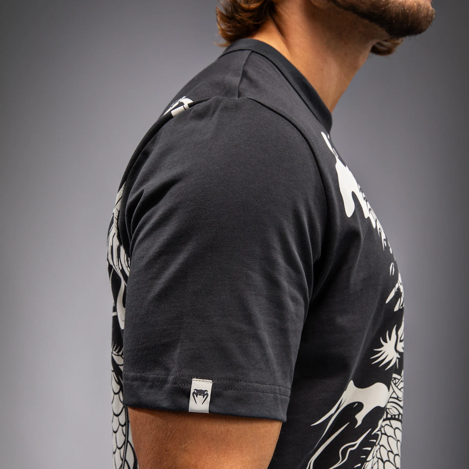 Venum Dragon’s Flight Men’s T-Shirt - Charcoal Grey/Cream White - Image 5