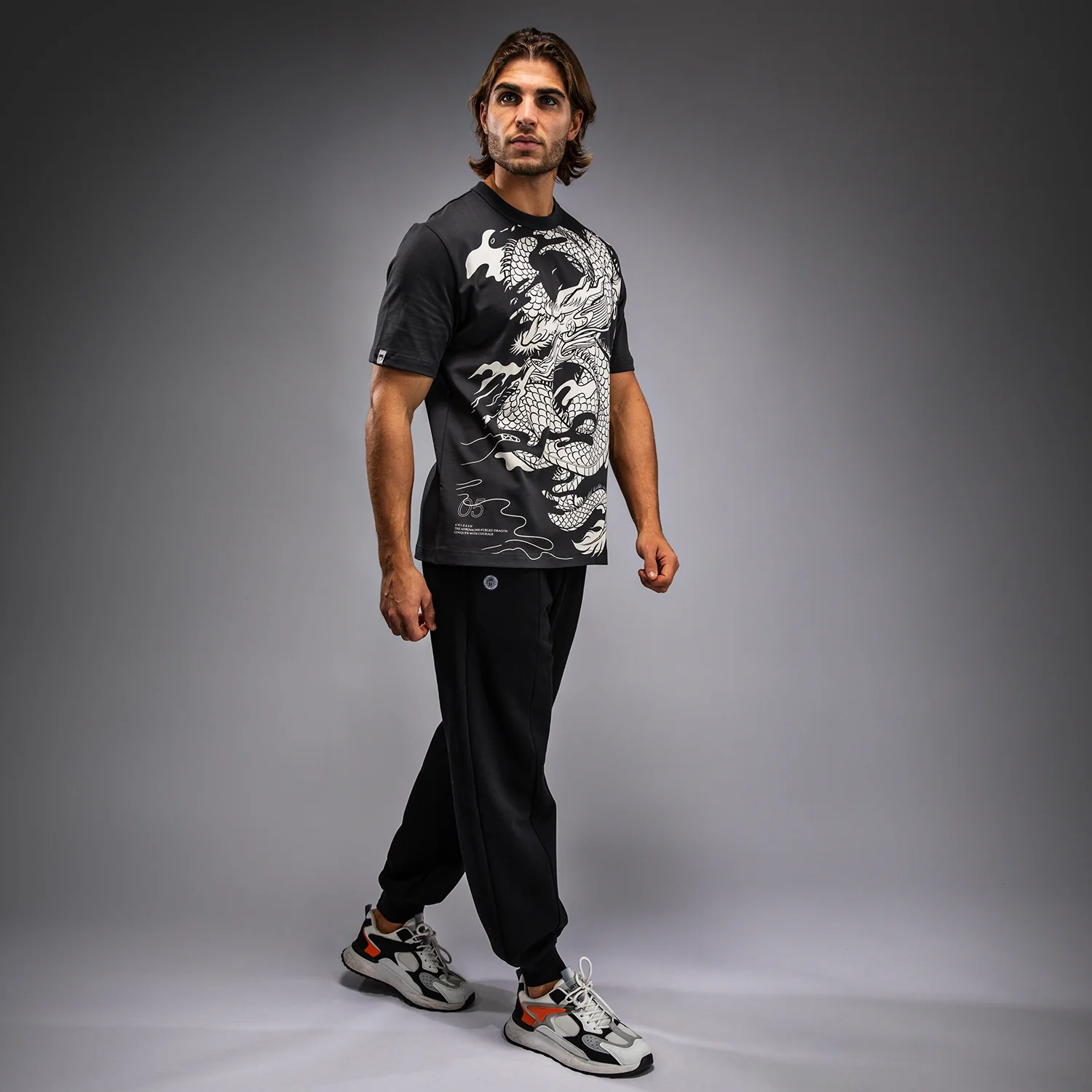 Venum Dragon’s Flight Men’s T-Shirt - Charcoal Grey/Cream White - Image 8