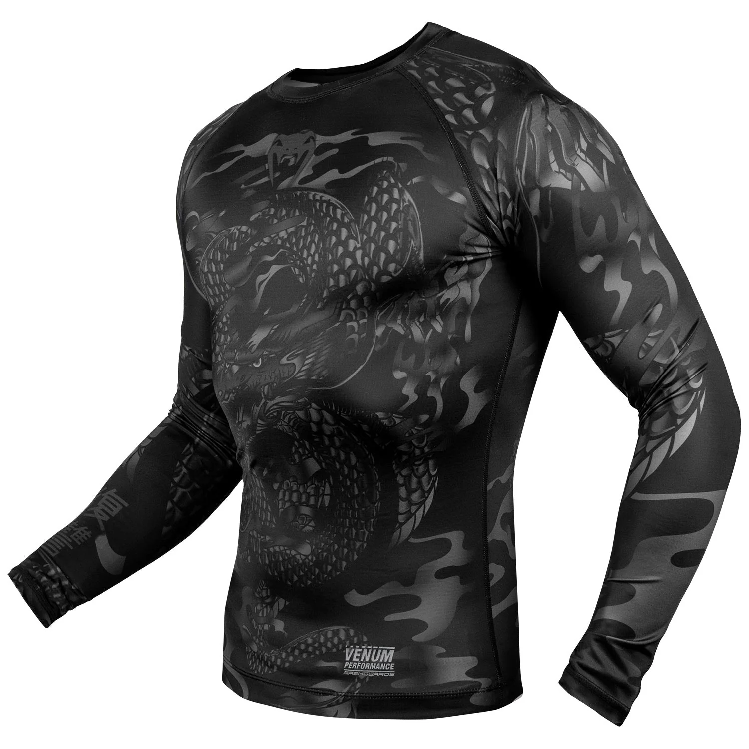 Venum Dragon's Flight Rashguard - Long Sleeves - Black/Black - Image 2