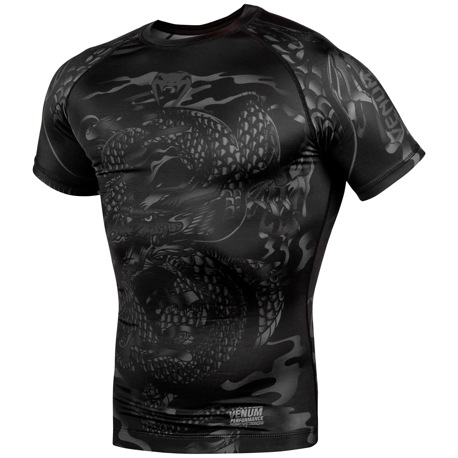 Venum Dragon's Flight Rashguard - Short Sleeves - Black/Black - Image 2