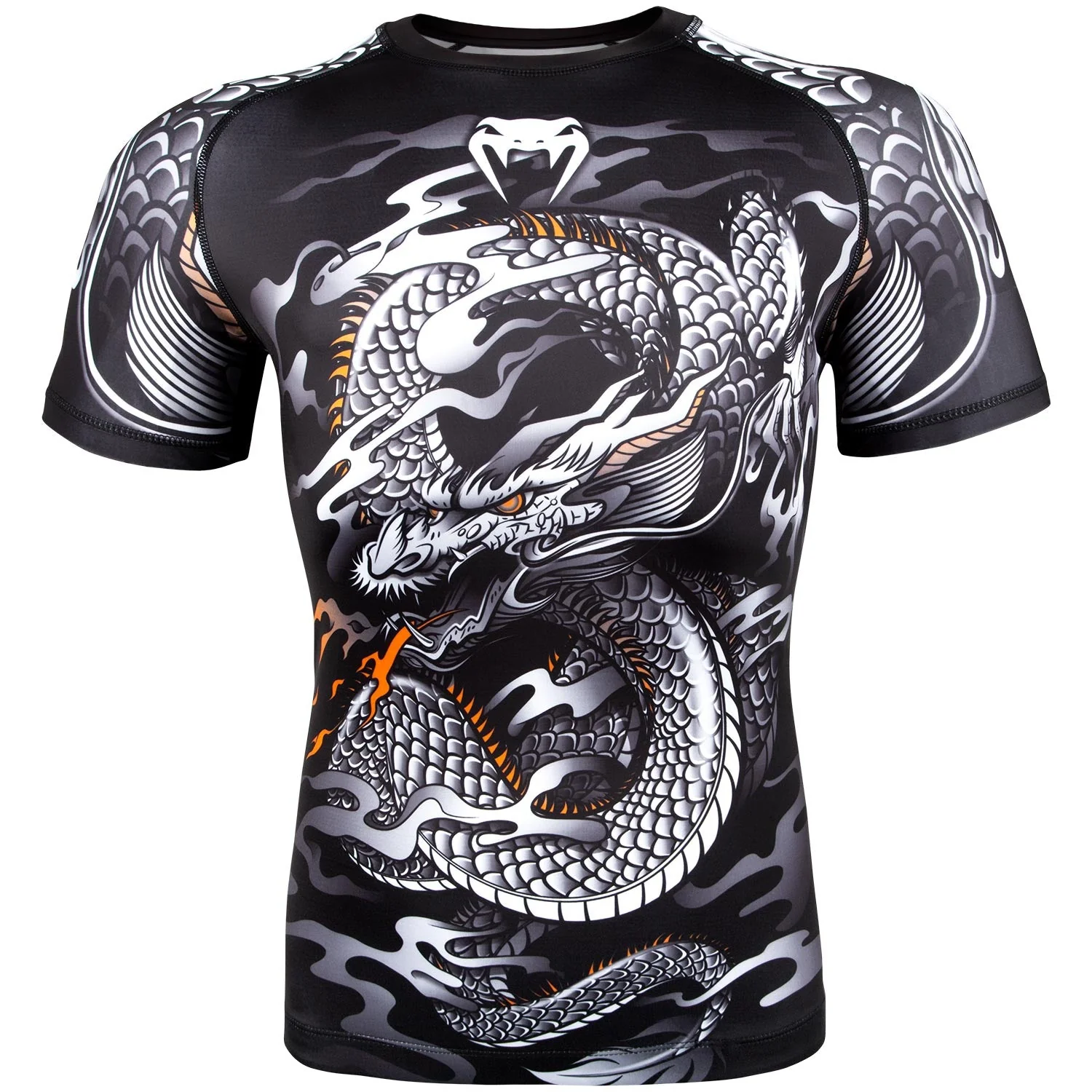 Venum Dragon's Flight Rashguard - Short Sleeves - Black/White