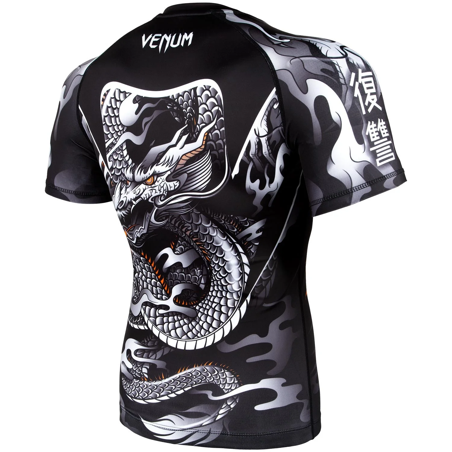 Venum Dragon's Flight Rashguard - Short Sleeves - Black/White - Image 3