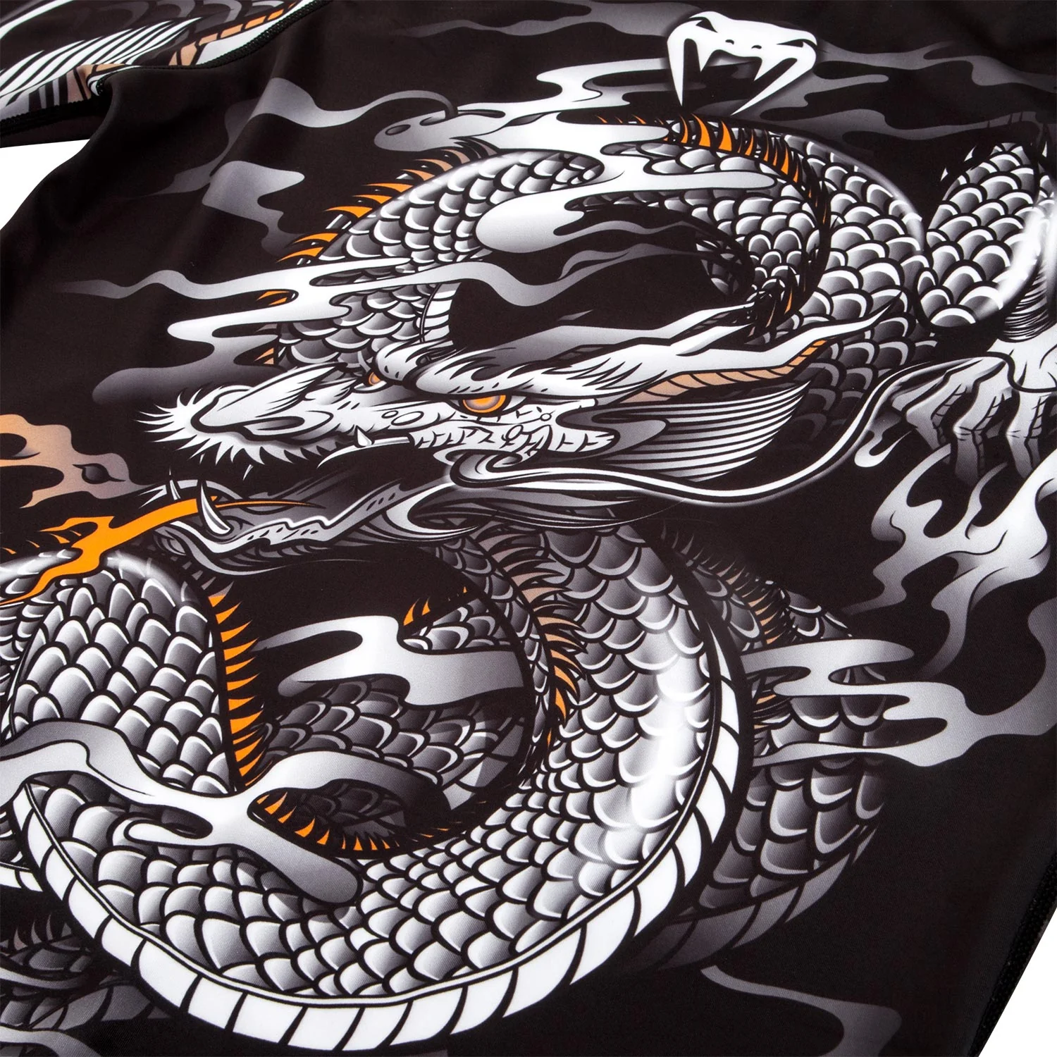 Venum Dragon's Flight Rashguard - Short Sleeves - Black/White - Image 7