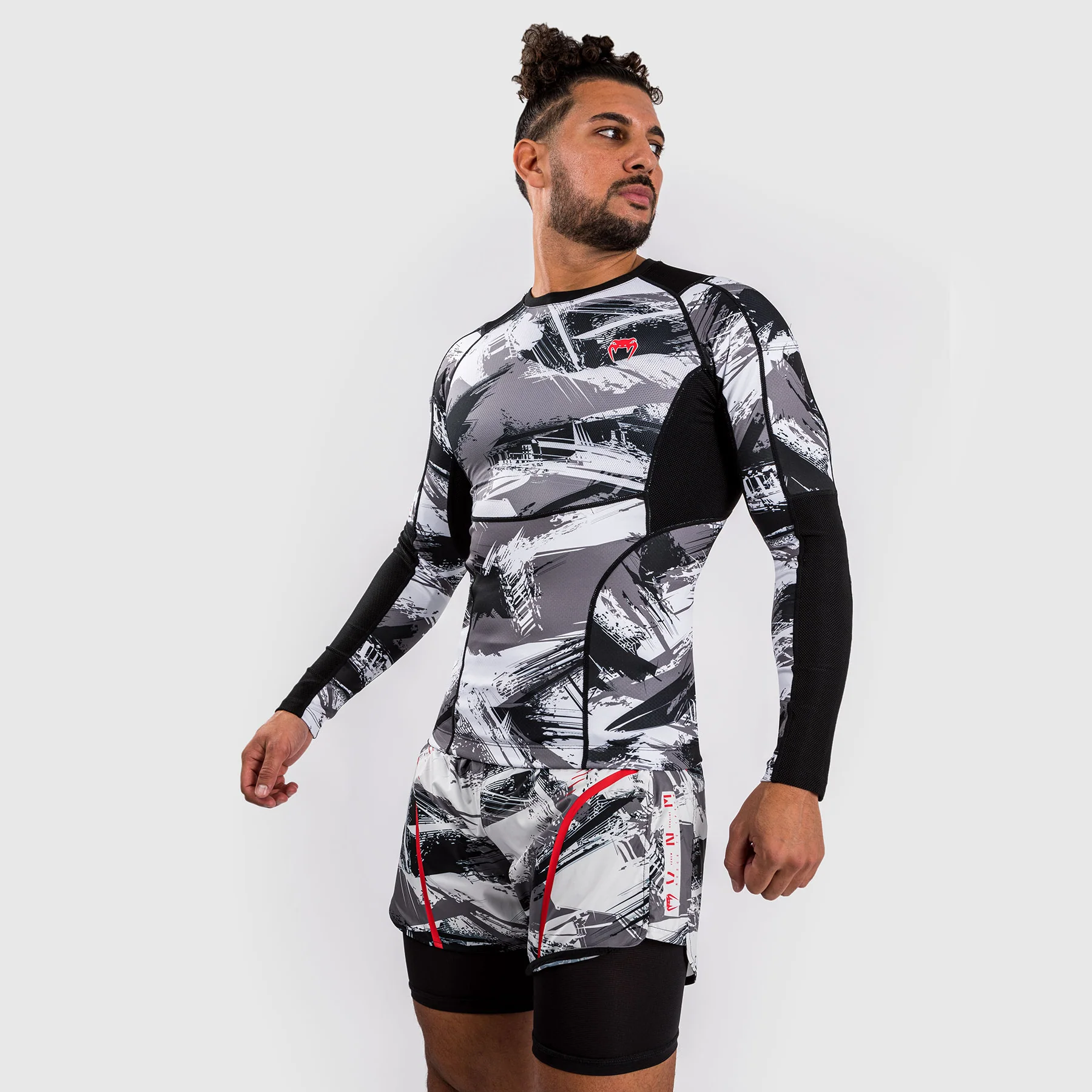 Venum Electron 3.0 Long Sleeve Rashguard - Grey/Red - Image 4