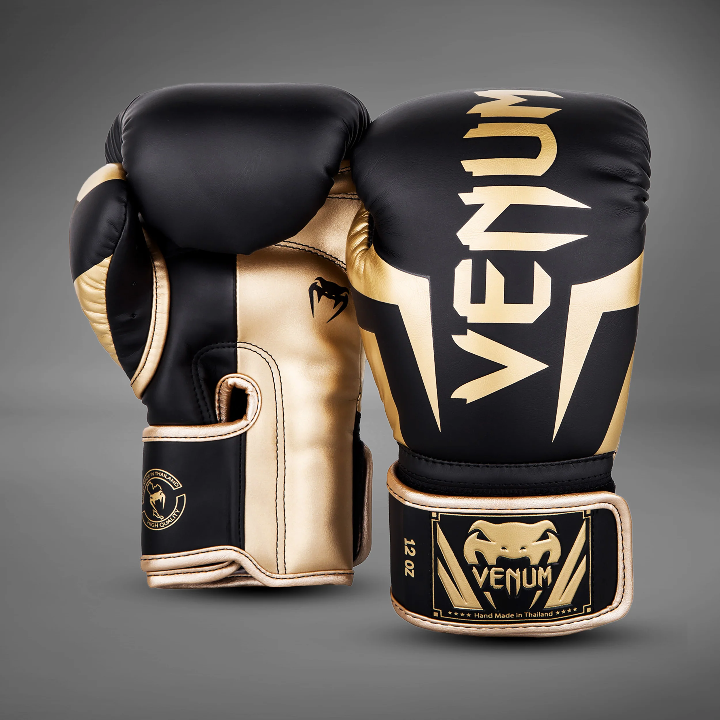 Venum Elite Boxing Gloves - Black/Gold - Image 2