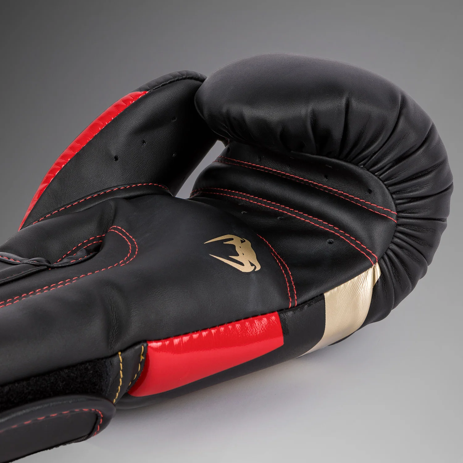 Venum Elite Boxing Gloves - Black/Gold/Red - Image 6