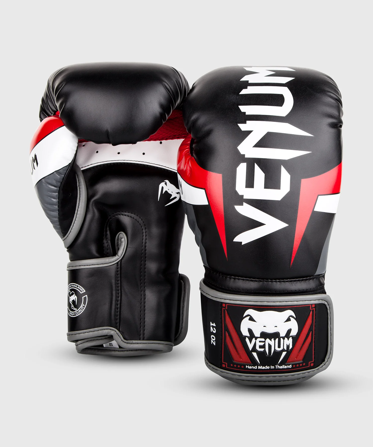Venum Elite Boxing Gloves - Black/Red/Grey - Image 2