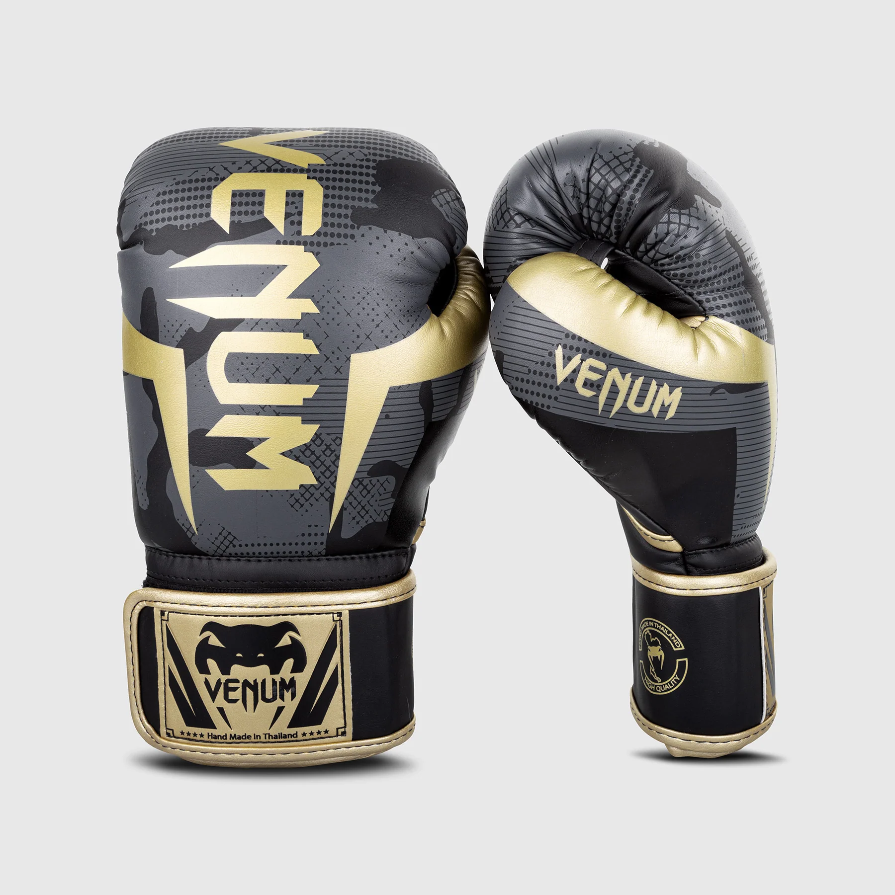 Venum Elite Boxing Gloves - Camo/Gold - Image 2