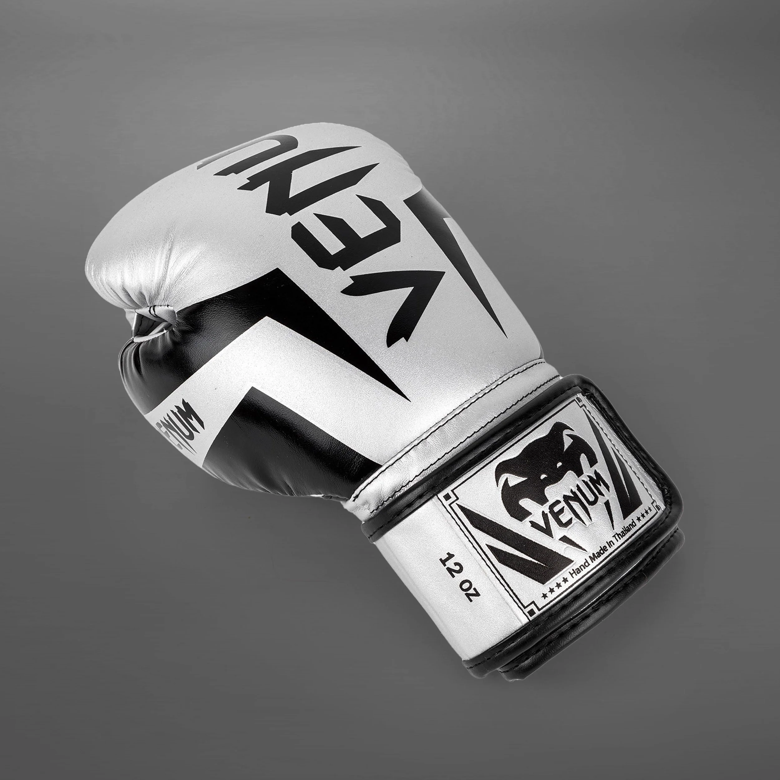 Venum Elite Boxing Gloves - Silver/Black - Image 4