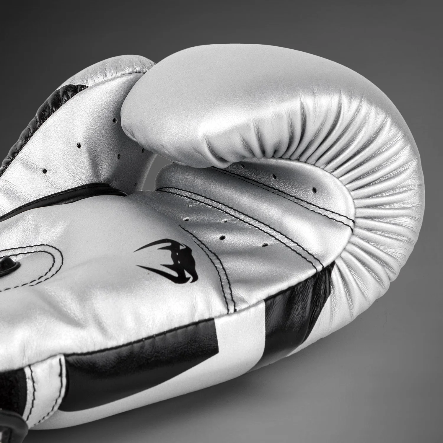 Venum Elite Boxing Gloves - Silver/Black - Image 6