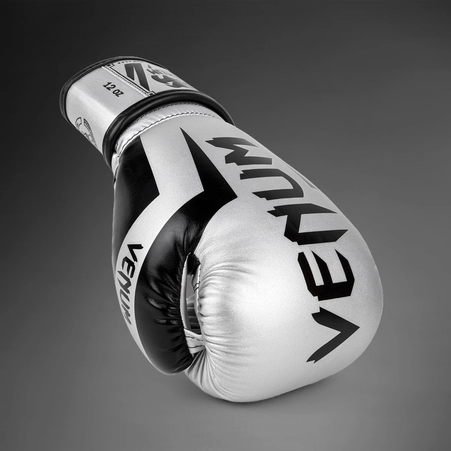 Venum Elite Boxing Gloves - Silver/Black - Image 8